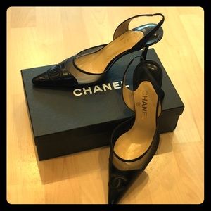 Black Chanel Sling backs